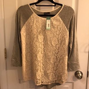 Lace baseball style 3/4 tee